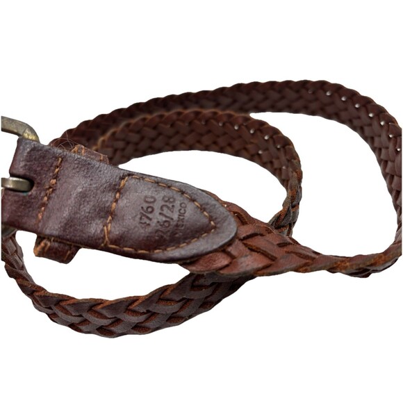 Brown Braided Leather Belt - Youth Kids Sz 26/28 Antiqued Brass Buckle Boy Girl - Picture 7 of 8